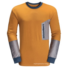 Long Sleeves Men's Sweatshirt with Chest Pocket Crew Neck Fleece  RPET 100% Polyester Fabric